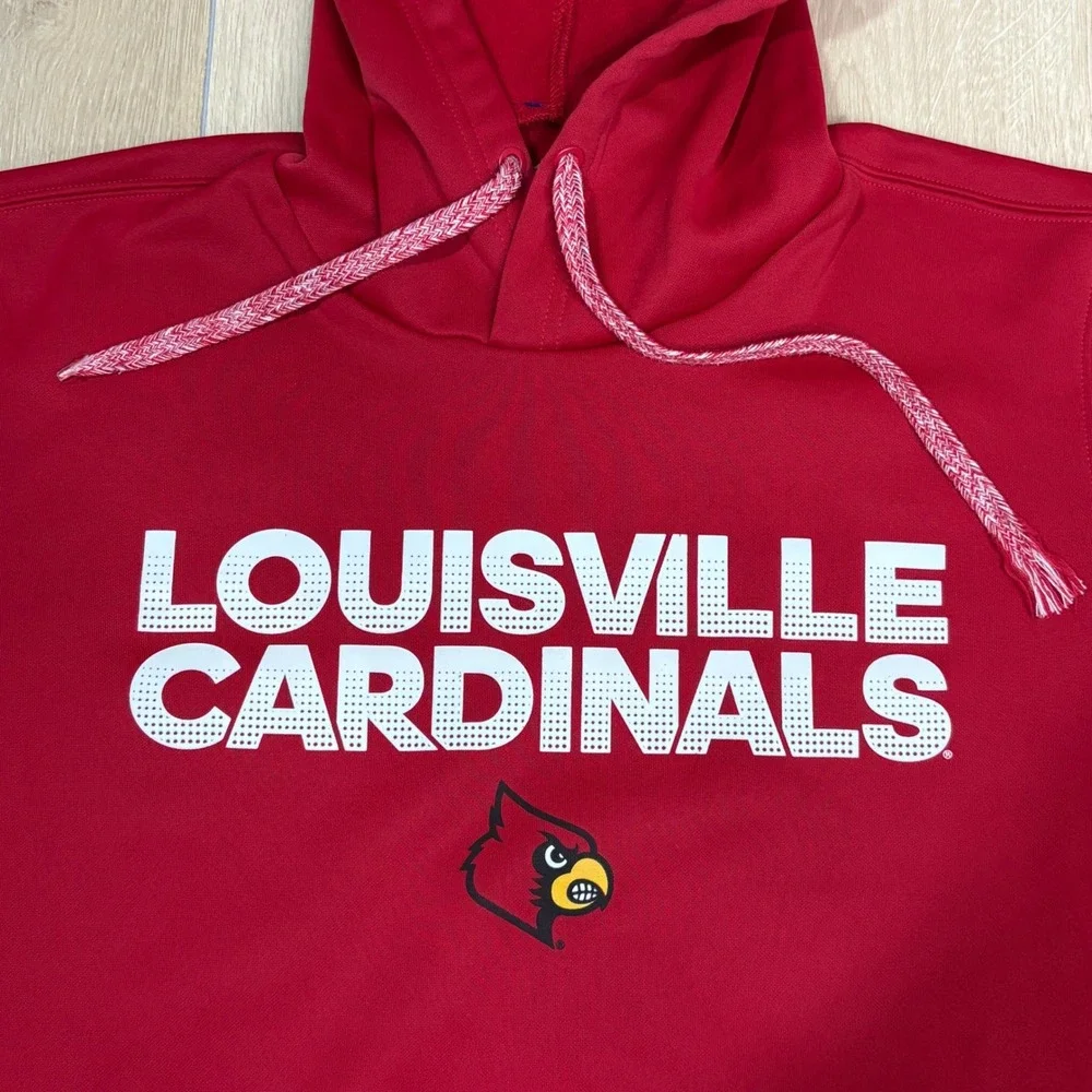 Adidas Louisville Cardinals Mens Small Red ClimaWarm Hoodie Sweatshirt NCAA